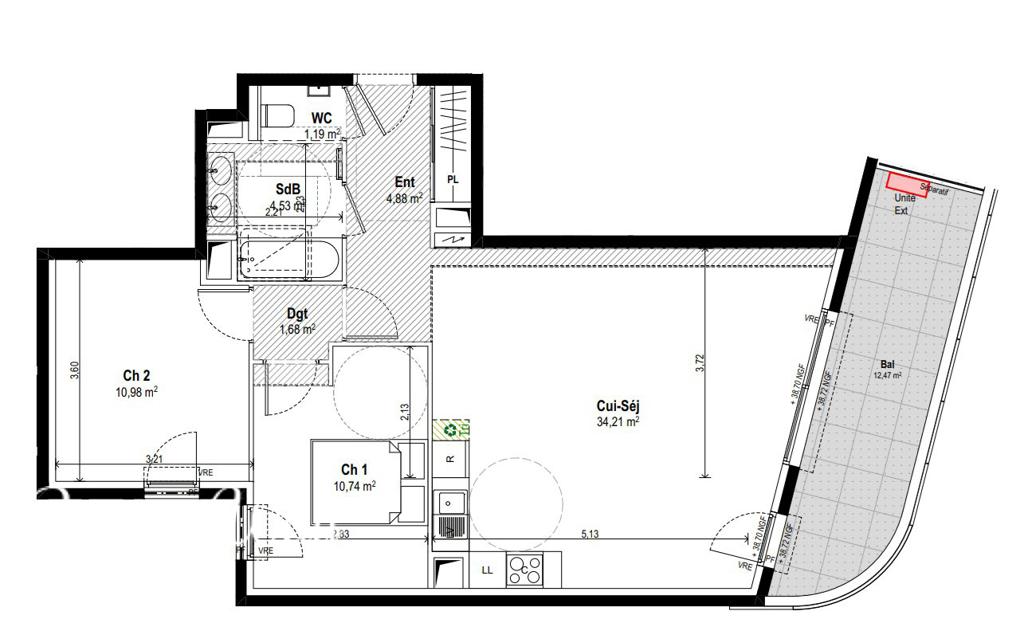 3 room new home in Nice, 80 m², photo #5, listing #106493772
