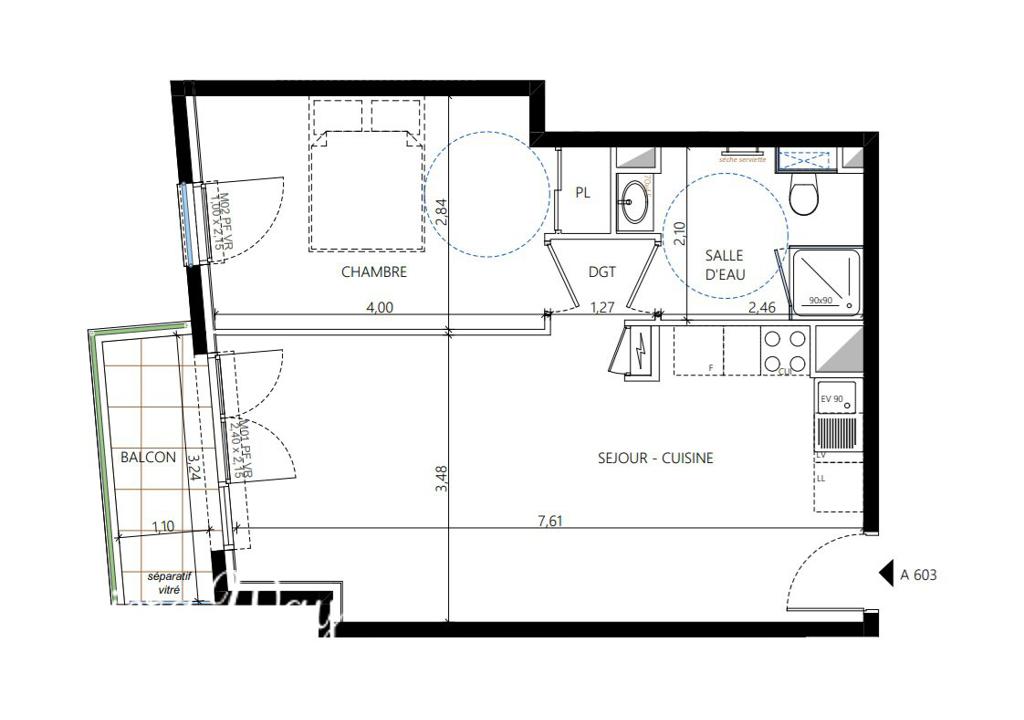 2 room apartment in Riquier, 48 m², photo #6, listing #103093494