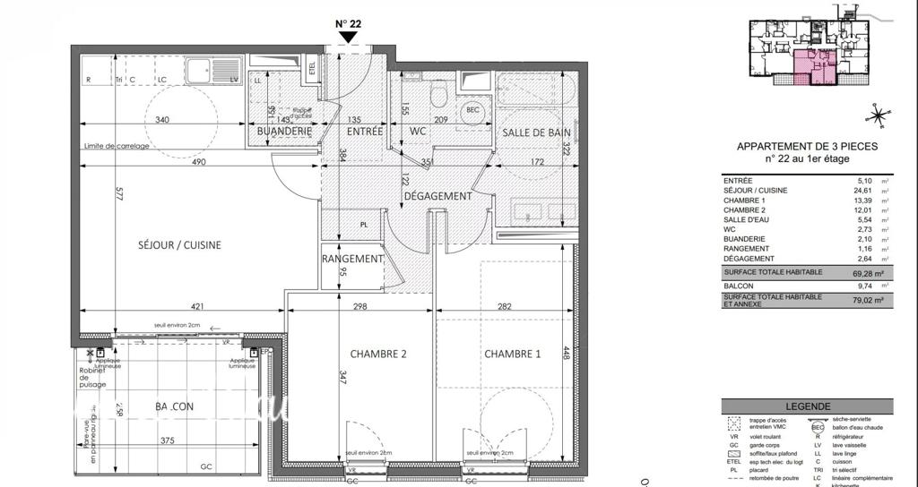 3 room apartment in Beausoleil, photo #9, listing #101209920